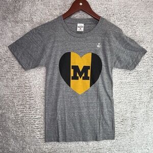 Charlie‎ Hustle T-shirt MU Tigers Women XS gray Black and Yellow Heart Soft Tee